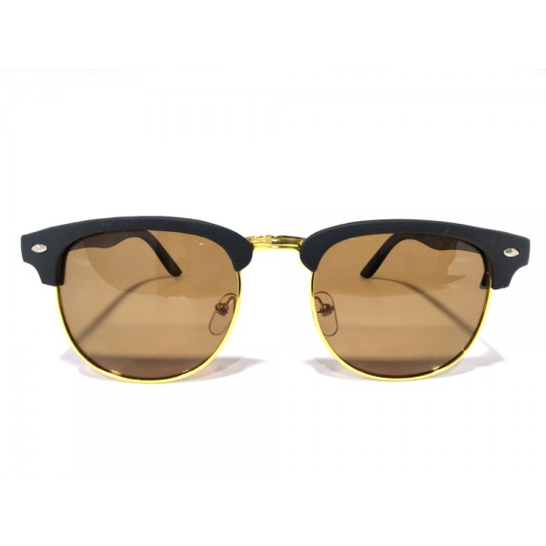 Vision Plus Black With Gold Full Rim Oval Sunglasses