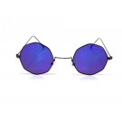 Vision Plus Black With Blue Half Rim Round Sunglasses