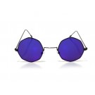 Vision Plus Black With Blue Half Rim Round Sunglasses