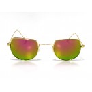 Vision Plus Gold With Green Half Rim Round Sunglasses