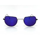 Vision Plus Black With Blue Half Rim Round Sunglasses