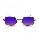 Vision Plus Black With Blue Half Rim Round Sunglasses