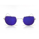 Vision Plus Silver With Blue Half Rim Round Sunglasses