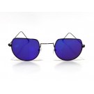 Vision Plus Black With Blue Half Rim Round Sunglasses