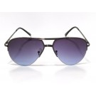 Vision Plus Black With Grey Half Rim Aviator Sunglasses