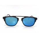 Vision Plus Black With Blue Half Rim Wayfarer Sunglasses
