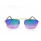 Vision Plus Gold With Blue Half Rim Wayfarer Sunglasses