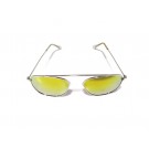 Vision Plus Silver Yellow Full Rim Aviator Sunglasses