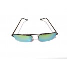Vision Plus Green Yellow Mirrror Half Rim Rectangle Sunglasses