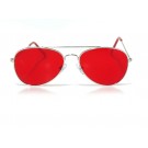 Vision Plus Silver With Red Half Rim Aviator Sunglasses