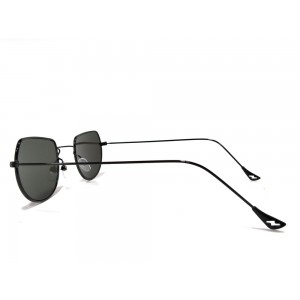 Vision Plus Black With Blue Half Rim Round Sunglasses