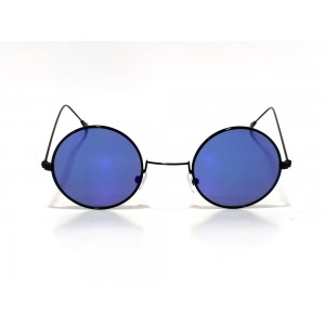 Vision Plus Black With Blue Half Rim Round Sunglasses