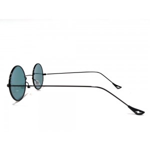 Vision Plus Black With Blue Half Rim Round Sunglasses