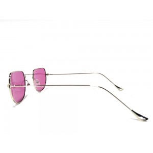 Vision Plus Silver With Pink Half Rim Round Sunglasses