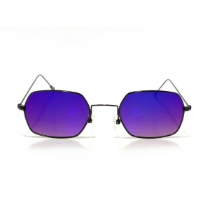 Vision Plus Black With Blue Half Rim Round Sunglasses