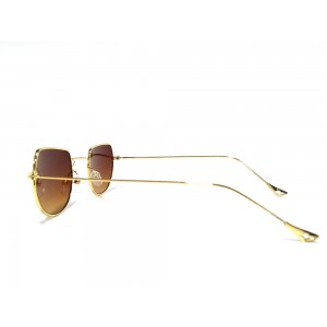 Vision Plus Gold With Blue Half Rim Round Sunglasses