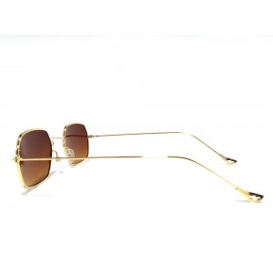 Vision Plus Gold With Blue Half Rim Round Sunglasses