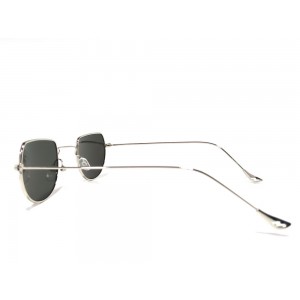 Vision Plus Silver With Blue Half Rim Round Sunglasses