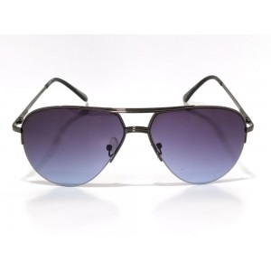 Vision Plus Black With Grey Half Rim Aviator Sunglasses