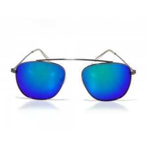 Vision Plus Grey With Blue Half Rim Wayfarer Sunglasses