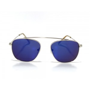 Vision Plus Silver With Blue Half Rim Wayfarer Sunglasses