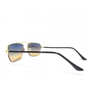 Vision Plus Gold With Blue Half Rim Wayfarer Sunglasses