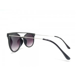 Vision Plus Black With Grey Half Rim Round Sunglasses