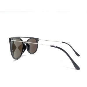 Vision Plus Black With Blue Half Rim Round Sunglasses