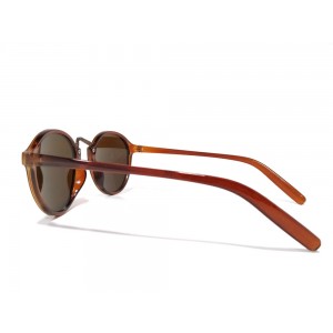 Vision Plus Brown With Yellow Half Rim Round Sunglasses