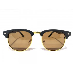 Vision Plus Black With Gold Full Rim Oval Sunglasses