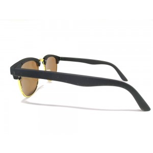 Vision Plus Black With Gold Full Rim Oval Sunglasses