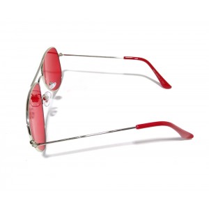 Vision Plus Silver Red Full Rim Aviator Sunglasses