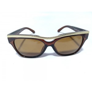 Vision Plus Gold Brown Full Rim Wayfarer Sunglasses