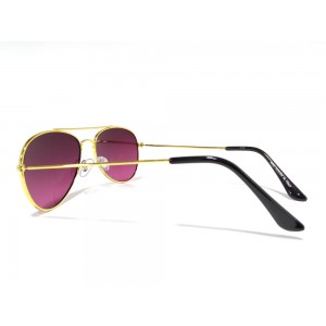 Vision Plus Gold With Maroon Half Rim Aviator Sunglasses