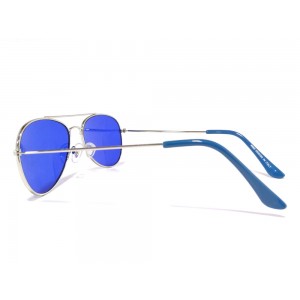Vision Plus Silver With Blue Half Rim Aviator Sunglasses