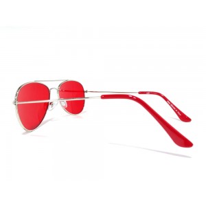 Vision Plus Silver With Red Half Rim Aviator Sunglasses